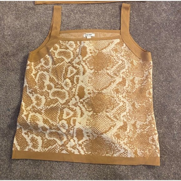 NWT Nine West Tan Python Print Knit Tank Top Sleeveless Medium - Picture 1 of 10